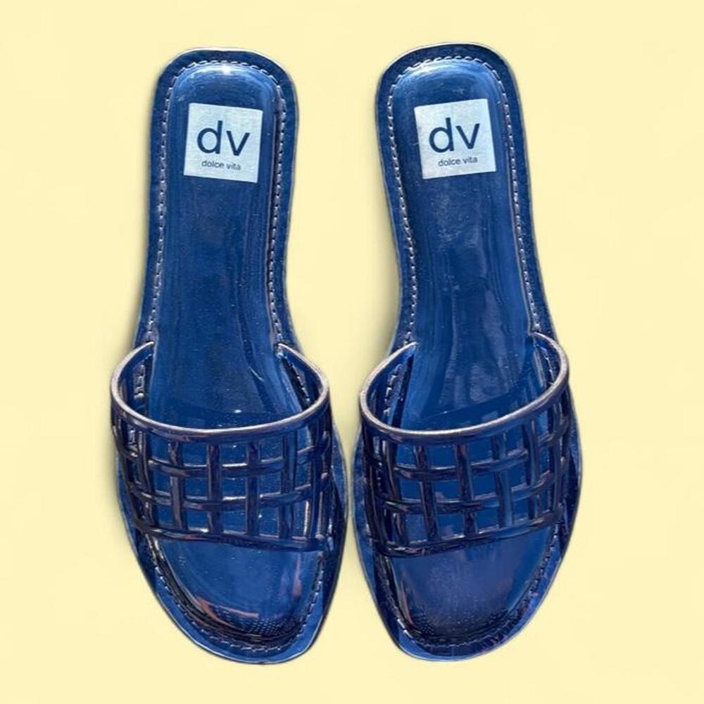 Chic navy blue jelly slide